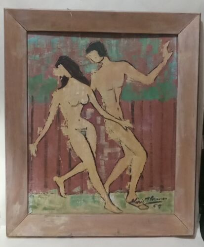 New ListingNaked/Nude Man And Woman Abstract  Oil Painting Signed Framed