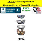 1 RACK Retail Store Floor Spinner Rack 4 Basket Black Steel Plastic Sign Holder