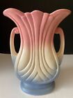 Hull Tulip Shaped 9 inch Vase Mardi Gras Granada Pink White Blue 48-9 Vintage US