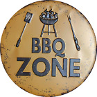 BBQ ZONE round Metal Tin Sign Suitable for Home and Kitchen Bar Cafe Garage W...