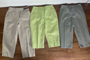 Lot Of 3 Talbots Petites Women Pants Slacks Size 10P Tan Green Brown Capri 28”