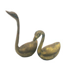 Vintage Brass Swan Hollywood Regency MCM Lot of 2 Decor Brass Animals Korea