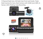 3 Channel Dash Cam, 4K Dash Cam Front and Inside