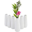 Set of 6 White Ceramic Bud Vases for Flowers, Centerpieces, Home Decor, 1 x 6 In