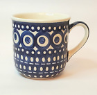 BOLESLAWIEC Hand Made and Painted in Poland Coffee Mug Cobalt Blue White Circles