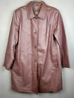 Pink Pearl Womans Leather Coat 16 Trench Coat Button Roaman's Lined Vintage