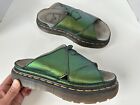Vintage 90s Docs Dr Martens Chunky Green Metallic Slide Sandal England UK 6