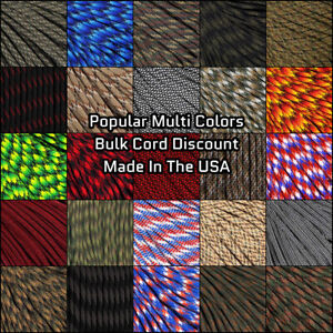 550 Paracord Popular Colors - 10, 25, 50, & 100 Ft Options - USA Made