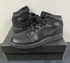 Nike Air Jordan 1 Retro Boys Size 6Y Mid Black Athletic Shoe Sneakers 554725-050