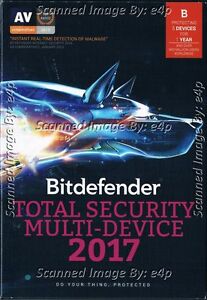 BITDEFENDER TOTAL SECURITY MULTI-DEVICE 2017 5 DEVICE 1 YEAR WIN/MAC/ANDROID NEW
