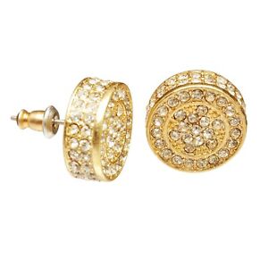 Men's Fashion Hip Hop 14 mm Large Gold Plated Round Earrings TE 530 G