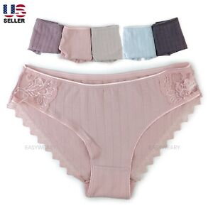 Lot 5 Pack Womens Bikinis Cotton Underwear Floral Lace Panties Briefs Final Sale