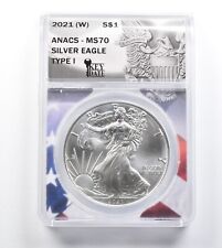 New ListingMS70 2021-(W) American Silver Eagle - Type 1 - Key Date - Graded ANACS *671