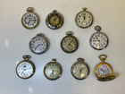 VINTAGE WIND-UP POCKET WATCH LOT OF 10, SIZE VARIES PRE OWNED, UNTESTED (5-#244)