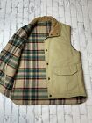 VINTAGE Orvis Mens Snap Vest Reversible Insulated Plaid Tan Hunting Made USA M