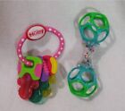 Lot of 2 Rattle and Teether - Oball Barbell Rattle Nuby Ice Gel Teether Keys 0m+