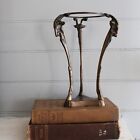 Vintage Brass Rams Head Plant Stand, Bowl or Orb Holder, Footed Base, Rare.