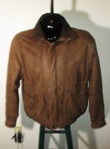 Men's STRATOJAC Brown Full Zip 100% Leather Insulated jacket Size M