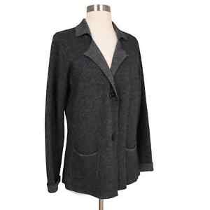 Benedetta B Merino Wool Cashmere Button Front Cardigan Women's Size Large Gray