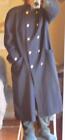 Vintage cashmere/wool dark navy classic elegant trench coat  gold buttons XL