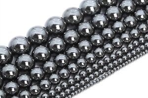 Natural Black Hematite Grade AAA Round Gemstone Loose Beads 2/3/4/6/8/10MM