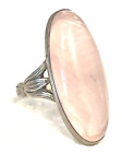 Vtg sterling silver VICTORIAN ART NOUVEAU long pink quartz LOVERS LUCK sz6 RING
