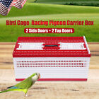 Racing Pigeon Carrier Box Large Plastic Bird Cage with 2 Side Doors +2 Top Doors