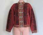 WINDFJORD CLASSIC FROM NORWAY WOOL RED MULTICOLOR PEWTER CLASP CARDIGAN, SIZE XL