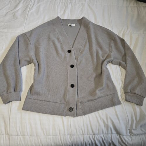 grey oversized cardigan button-up womens sweater jfashion lolita gyaru M