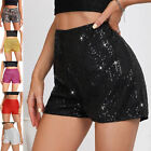 Womens Glitter Costume Disco Dance Pants Elastic Waistband Shorts Party Knickers