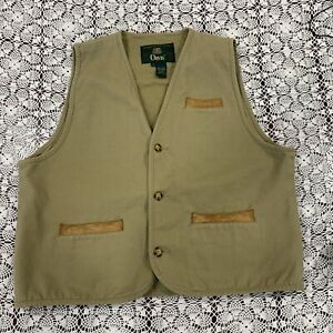 Vintage Orvis Cotton Cavas Leather Trim Men’s Fishing Hunting Safari Vest Size L