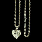 Real 10K Yellow Gold Nugget Heart Charm Pendant With 2.5mm Rope Chain