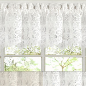 Hopewell Heavy Floral Lace Kitchen Window Curtain 12
