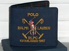 POLO RALPH LAUREN Men's Pony Crest Canvas & Leather Bifold Wallet Billfold, NAVY