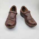 Bolo Womens Casual Clog J00652 Brown Embossed Leather Shoes Sz 9