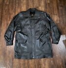 Oscar Piel Mens Perfect Leather Jacket Size XL Black Zip-Up Vintage Overcoat