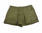 J Crew Linen Crossover Skort Skirt Womens Size 8 Olive Green Herringbone Pleated
