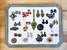 Large Vintage Lot Multi-Color Mixed Stones Mixed Metals Brooches/Earrings