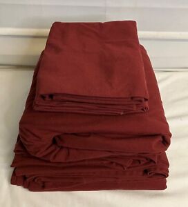 Shavel Home Products Burgundy Micro Flannel Full Size Sheet Set EC!