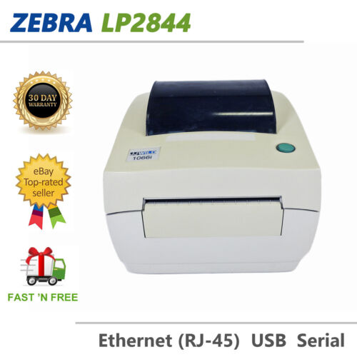 Zebra LP2844 Direct Thermal Label Printer Ethernet USB Serial NO AC Adapter