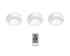 Commercial Electric Remote Control 3.11 in. LED White Puck Light (3-Pack)