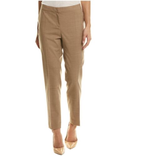 Lafayette 148 Pants Womens 8 Brown Wool Cashmere Manhattan Ankle Straight