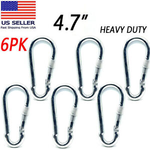 Heavy Duty 4.7 inch Locking Carabiner Clips- Stainless Steel Spring Snap Hook