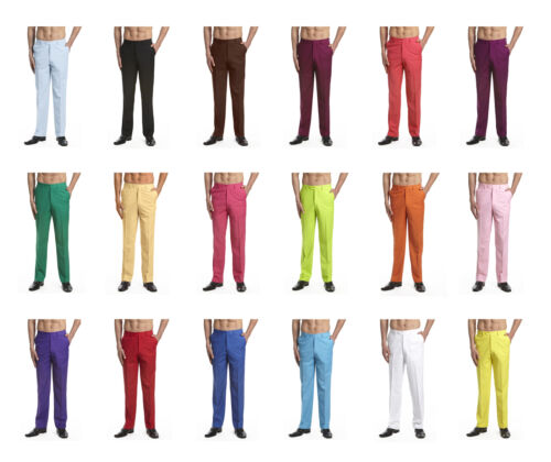 CONCITOR Men's Dress Pants Trousers Flat Front Slack Huge Selection Solid Colors
