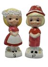 Good for repainting, Vintage Kitschy Boy And Girl Salt And Pepper Shakers 5 inch