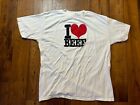 VINTAGE I Love Beef Men T-Shirt XL White Heart Love Graphic Print Single Stitch