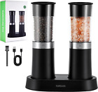 Rechargeable Gravity Electric Salt and Pepper Grinder Set with Charing Base, Bin