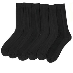 Mens Black Ribbed  Dress Socks 6 Pairs Lot Size 9-11 10-13 Casual Nylon Socks