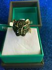 1.50 Ct Round Cut Lab Created Emerald Panther Ring 14K Yellow Gold Plated Silver