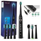 Fairywill Sonic Electric Toothbrush with 8 Replacement Heads Black Deep Cleaning